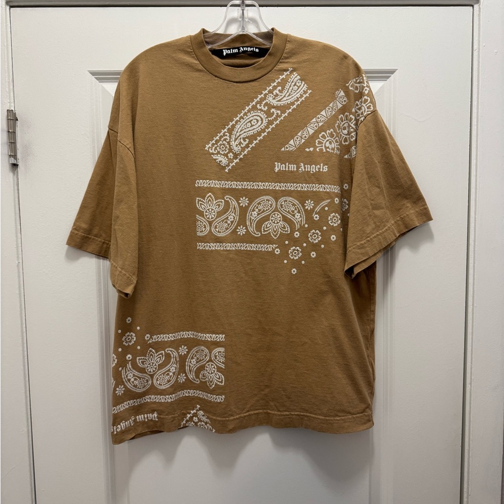 Palm Angels Brown Tee Bandana Print TShirt